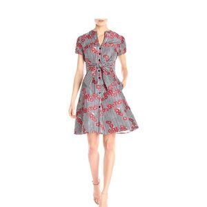 Nwot you Adrianna Papell plaid and floral dress with pockets and self tie